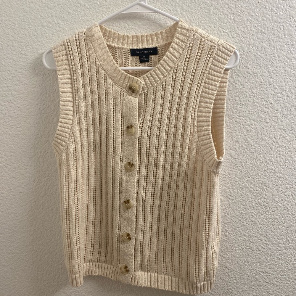 Sanctuary Cream Knit Sleeveless Sweater